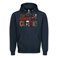 Navy You Serious Clark With Santa Sleigh Zipper Hoodie - BundleAndBundleShop