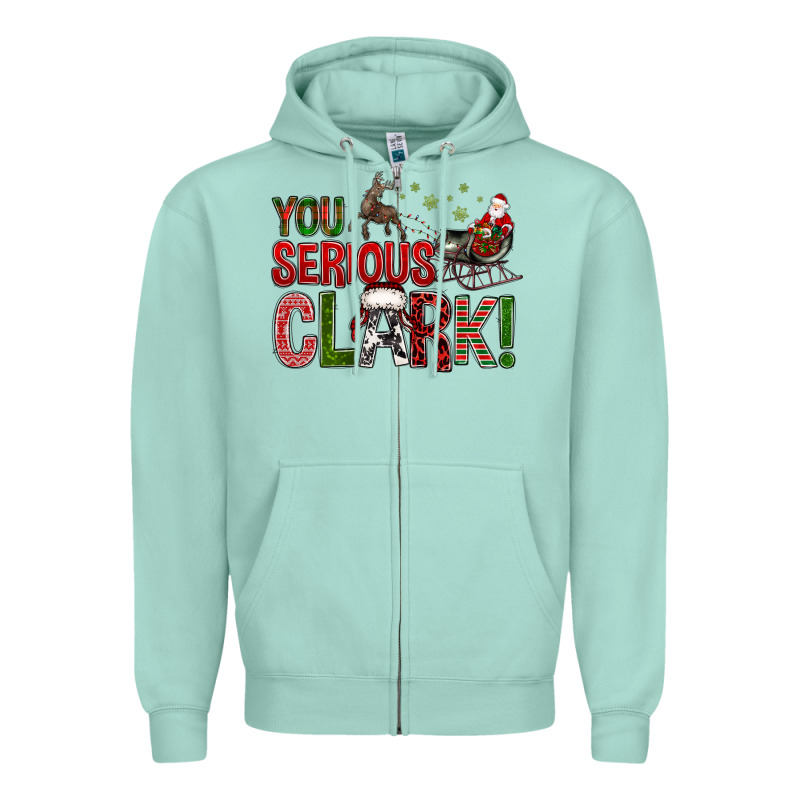 You Serious Clark With Santa Sleigh Zipper Hoodie by BundleAndBundleShop | Teevron