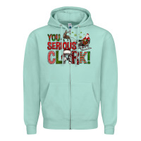 Seafoam You Serious Clark With Santa Sleigh Zipper Hoodie - BundleAndBundleShop