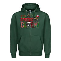 Sports Green You Serious Clark With Santa Sleigh Zipper Hoodie - BundleAndBundleShop