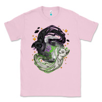 Bubblegum Pink Magical cats ghost with moon Halloween Classic Tee - NancyCooperArtShop