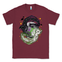 Burgundy Magical cats ghost with moon Halloween Classic Tee - NancyCooperArtShop