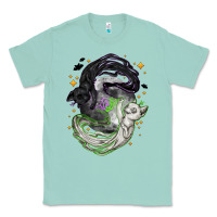 Seafoam Magical cats ghost with moon Halloween Classic Tee - NancyCooperArtShop