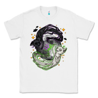 White Magical cats ghost with moon Halloween Classic Tee - NancyCooperArtShop