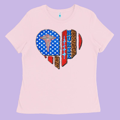 4th Of July Nurse Heart Flag Ladies Tee Designed By Texasbilliewilder