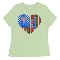 Matcha 4th of july nurse heart flag Ladies Tee - texasbilliewilder