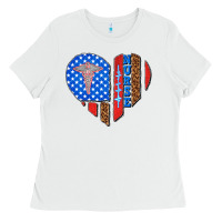 White 4th of july nurse heart flag Ladies Tee - texasbilliewilder