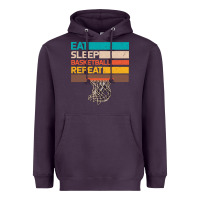 Plum Eat Sleep Basketball Repeat Heavyweight Hoodie - Bettercallsaul