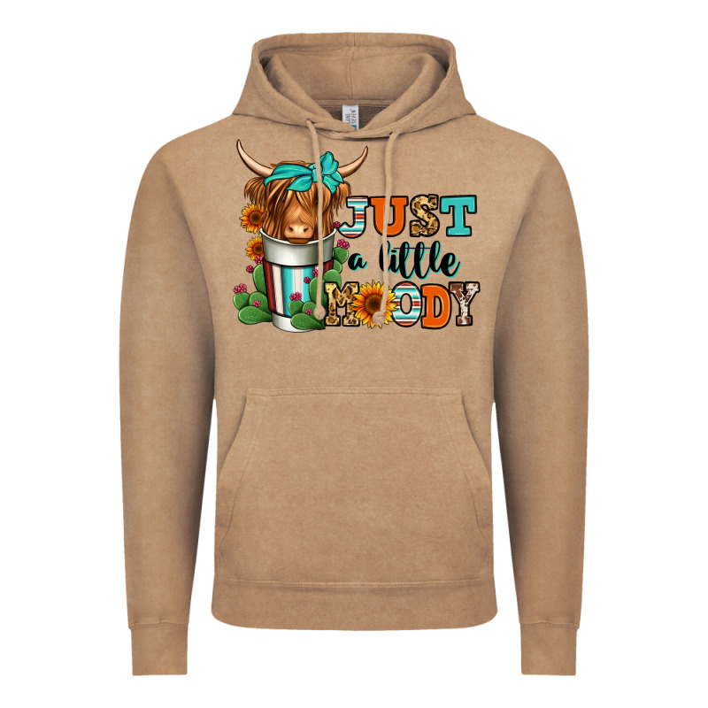 Just A Little Moody Coffee Cup Long Haired Cow Vintage Hoodie by Jasminsmagicworld | Teevron