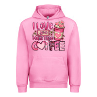 Fuchsia Pink i love you more than coffee valentines day Urban Hoodie - OliviaCreatesArt
