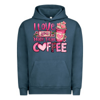 Pigment Midnight Navy i love you more than coffee valentines day Urban Hoodie - OliviaCreatesArt