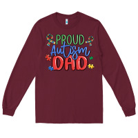 Burgundy proud autism dad Long Sleeve Tee - MaliasSmallBusiness