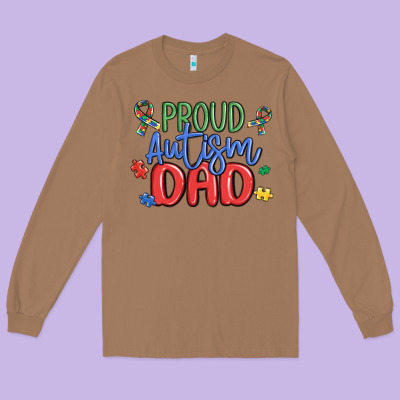 Proud Autism Dad Long Sleeve Tee Designed By Maliassmallbusiness