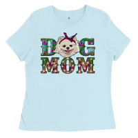Baby Blue Christmas dog mom Pomeranian Ladies Tee - RanaPortraitStore