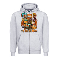 Heather Grey Tis The Season Fall Football Truck Zipper Hoodie - BundleAndBundleShop