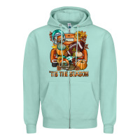 Seafoam Tis The Season Fall Football Truck Zipper Hoodie - BundleAndBundleShop