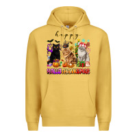 Antique Gold happy hallothanksmas cats Premium Hoodie - texasbilliewilder