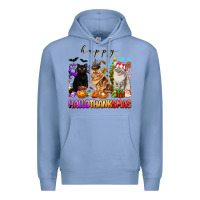 Colony Blue happy hallothanksmas cats Premium Hoodie - texasbilliewilder