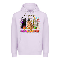 Lilac happy hallothanksmas cats Premium Hoodie - texasbilliewilder