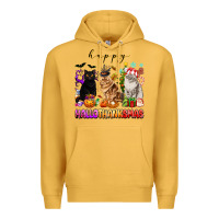 Mustard happy hallothanksmas cats Premium Hoodie - texasbilliewilder