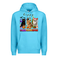 Ocean Blue happy hallothanksmas cats Premium Hoodie - texasbilliewilder