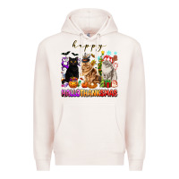 Pale Pink happy hallothanksmas cats Premium Hoodie - texasbilliewilder