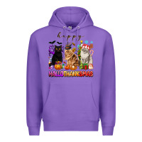 Purple happy hallothanksmas cats Premium Hoodie - texasbilliewilder