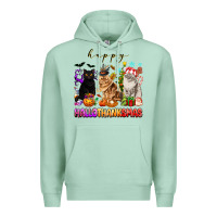 Seafoam happy hallothanksmas cats Premium Hoodie - texasbilliewilder