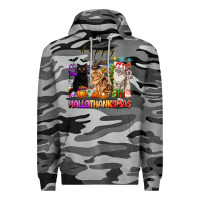 Slate Camo happy hallothanksmas cats Premium Hoodie - texasbilliewilder