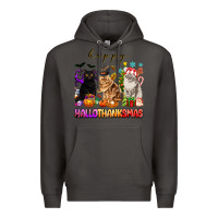 Smoke happy hallothanksmas cats Premium Hoodie - texasbilliewilder