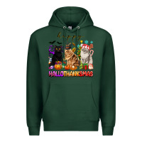 Sports Green happy hallothanksmas cats Premium Hoodie - texasbilliewilder