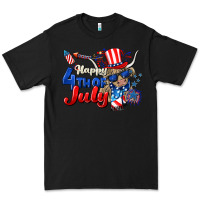 Black Happy 4th of July cow Premium Tee - CowGirlArtShop