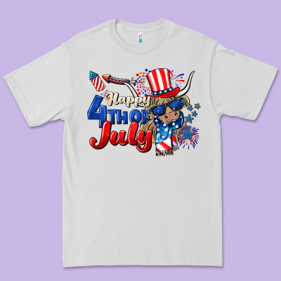 Happy 4th Of July Cow Premium Tee Designed By Cowgirlartshop
