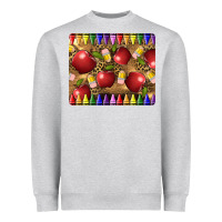 Heather Grey Teacher Crayons And Apples Heavyweight Sweatshirt - LillyAllenDesigns