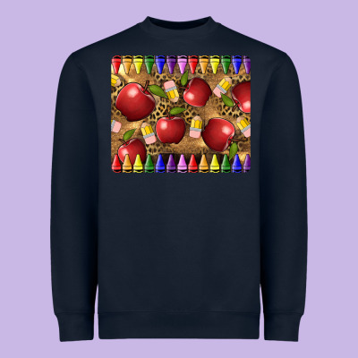 Teacher Crayons And Apples Heavyweight Sweatshirt Designed By Lillyallendesigns