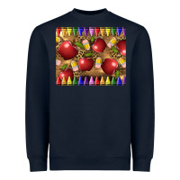 Navy Teacher Crayons And Apples Heavyweight Sweatshirt - LillyAllenDesigns