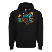 Black I Am Blessed Cross Zipper Hoodie - BundleAndBundleShop
