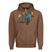 Chestnut I Am Blessed Cross Zipper Hoodie - BundleAndBundleShop