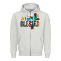 Dove Grey I Am Blessed Cross Zipper Hoodie - BundleAndBundleShop