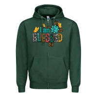 Sports Green I Am Blessed Cross Zipper Hoodie - BundleAndBundleShop