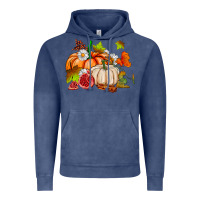 Vintage Denim pumpkins daisies and fall leaf's ado Vintage Hoodie - AdoDesignShop