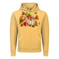 Vintage Mustard pumpkins daisies and fall leaf's ado Vintage Hoodie - AdoDesignShop