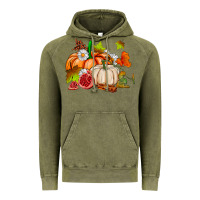Vintage Olive pumpkins daisies and fall leaf's ado Vintage Hoodie - AdoDesignShop