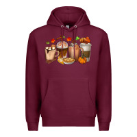Burgundy Pumpkin Spice Coffee Cups Premium Hoodie - texasbilliewilder