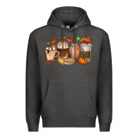Charcoal Heather Pumpkin Spice Coffee Cups Premium Hoodie - texasbilliewilder