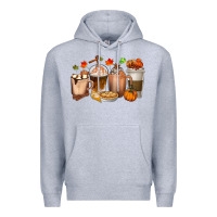 Heather Grey Pumpkin Spice Coffee Cups Premium Hoodie - texasbilliewilder