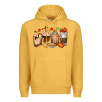 Mustard Pumpkin Spice Coffee Cups Premium Hoodie - texasbilliewilder