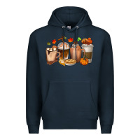 Navy Pumpkin Spice Coffee Cups Premium Hoodie - texasbilliewilder