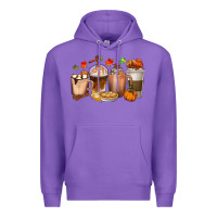 Purple Pumpkin Spice Coffee Cups Premium Hoodie - texasbilliewilder