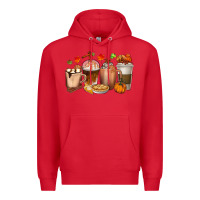 Red Pumpkin Spice Coffee Cups Premium Hoodie - texasbilliewilder